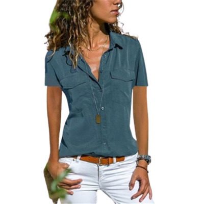 Jesenska ženska uredska bluza s džepovima, velike veličine s reverima, tanka košulja s dugim rukavima, ženske crno-ružičaste majice S-5XL