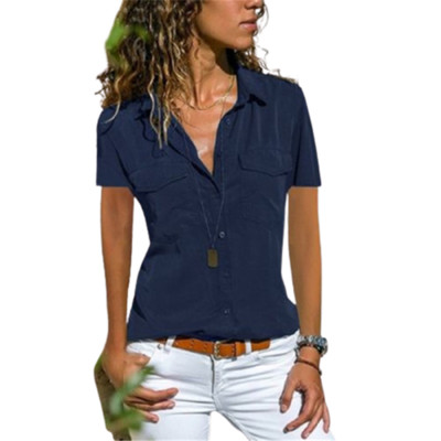 Jesenska ženska uredska bluza s džepovima, velike veličine s reverima, tanka košulja s dugim rukavima, ženske crno-ružičaste majice S-5XL