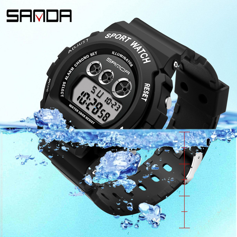 SANDA Fashion Ceas Sport simplu Ceasuri Militare Bărbați Ceas Deșteptător Ceas Digital Impermeabil Rezistent la Ms reloj hombre