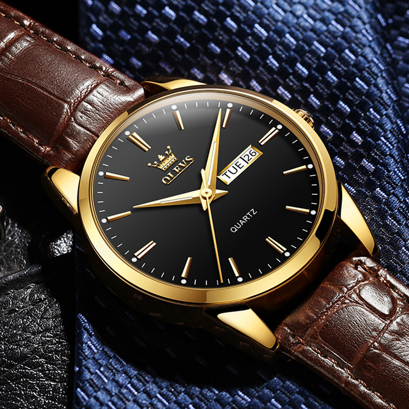 Olevs vyriškas prabangus kvarcinis laikrodžių kalendorius vandeniui atsparus vyriškas analoginis laikrodis rankinis laikrodis odinis dirželis verslo rankinis laikrodis dovanai