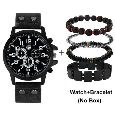 Prabangūs vyriški kvarciniai rankiniai laikrodžiai, odinis apyrankė Fahsion laisvalaikio laikrodis su apyranke vyrams, dovanų rinkinys vaikinui Relogio Masculino