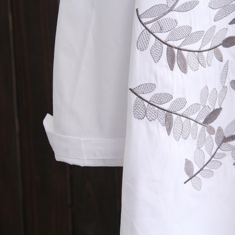 2021 proljeće jesen veće veličine za žene velika bluza labava ležerna pamučna duga majica dugih rukava s printom cvijeća bijela 3XL 4XL