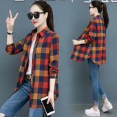 Új ingek Női felső blúzok, hosszú ujjú, túlméretezett pamut női alkalmi blusák női divatos, laza női kockás ingek