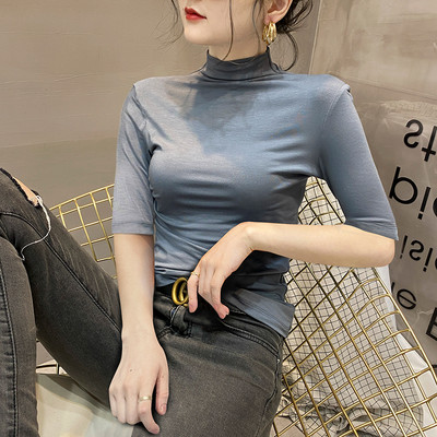 Ежедневна блуза с поло яка и 3/4 ръкав за жени