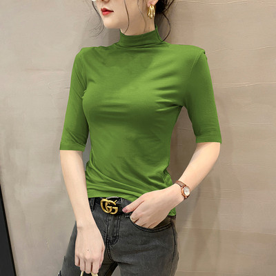 Ежедневна блуза с поло яка и 3/4 ръкав за жени