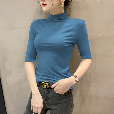 Ежедневна блуза с поло яка и 3/4 ръкав за жени