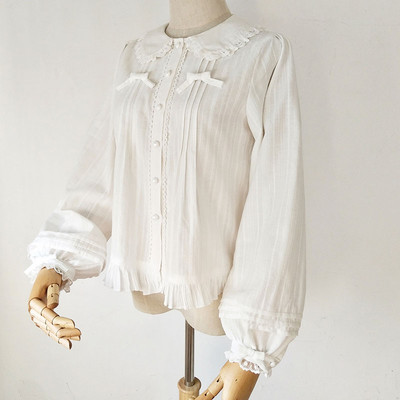 Slatka Lolita košulja Peter Pan ovratnik, bluza s runom dugih rukava za žene