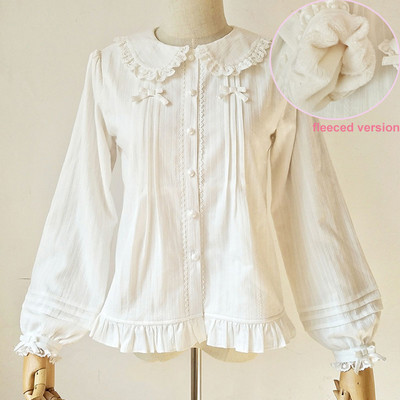 Slatka Lolita košulja Peter Pan ovratnik, bluza s runom dugih rukava za žene