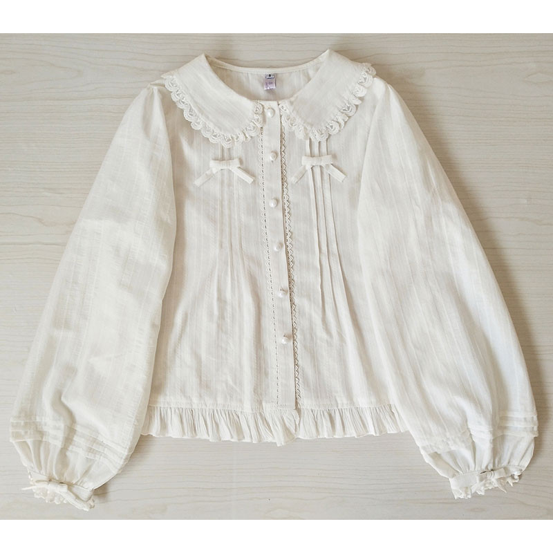 Slatka Lolita košulja Peter Pan ovratnik, bluza s runom dugih rukava za žene