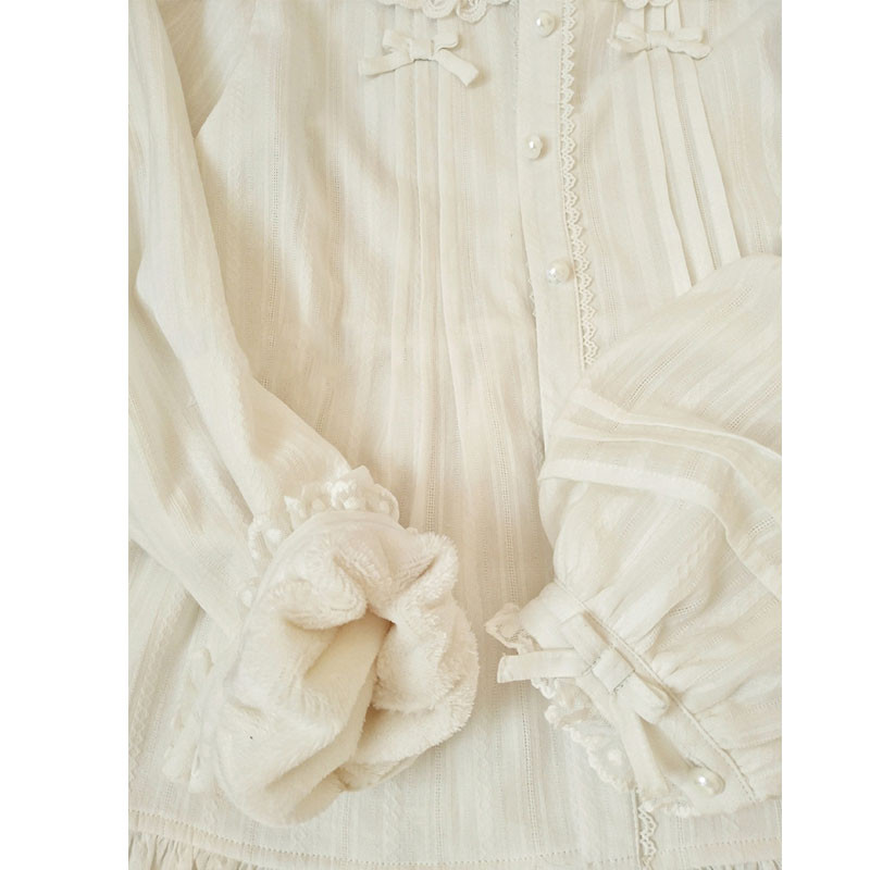 Slatka Lolita košulja Peter Pan ovratnik, bluza s runom dugih rukava za žene