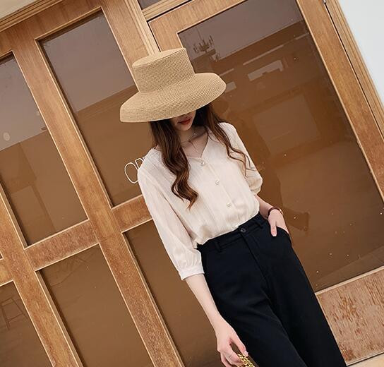 Ženska košulja od šifona s resicama, jesen 2020., jednobojne ljetne košulje i bluze s polurukavima s V-izrezom Blusas Elegantes De Mujer