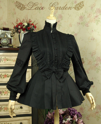 Tavaszi női fehér felsők Vintage viktoriánus fodros redős ingek Lámpás ujjú női gótikus magas gallérú blúz Lolita jelmezek