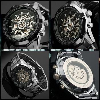 Hot Winner Luxury Brand Luxury Sport Men Automatic Skeleton Mechanical Military Watch Men full Steel Stainless Band Luxury