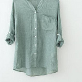 4 jednobojne ženske košulje s tri četvrtine rukava u vintage stilu od pamučnog lana 2020. modna književna bluza s džepovima široke majice