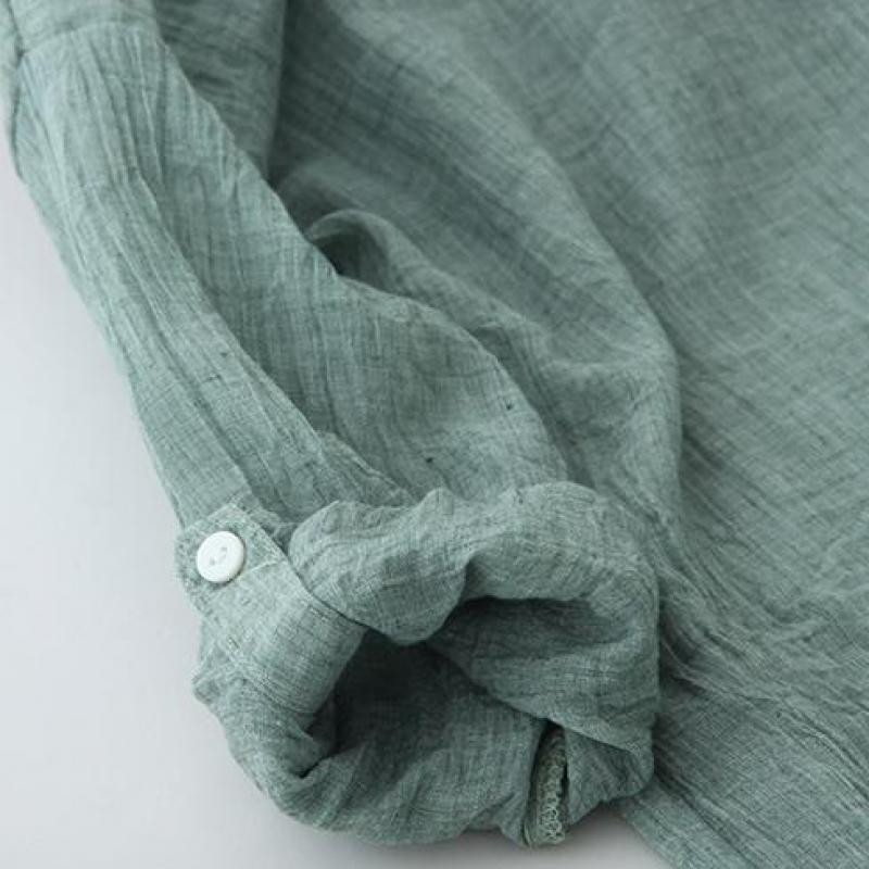 4 jednobojne ženske košulje s tri četvrtine rukava u vintage stilu od pamučnog lana 2020. modna književna bluza s džepovima široke majice