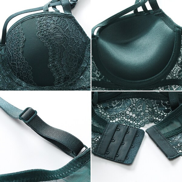 Csipke kétrészes szett push-up melltartóval és magas derekú bugyival