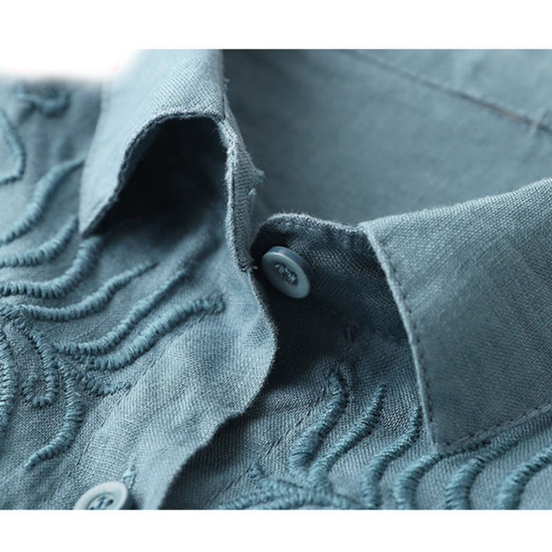 100% pamučna lanena košulja veće veličine Ženska odjeća Bluza s kopčanjem i dugim rukavima Ženska bijela uredska ženska ležerna odjeća