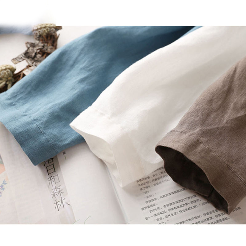 100% pamučna lanena košulja veće veličine Ženska odjeća Bluza s kopčanjem i dugim rukavima Ženska bijela uredska ženska ležerna odjeća