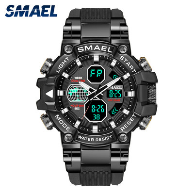 SMAEL 1803 Sport karóra Férfi karórák Vízálló 5 Bar Dual Time Férfi Katonai karórák Ütésálló ébresztőóra montre homme