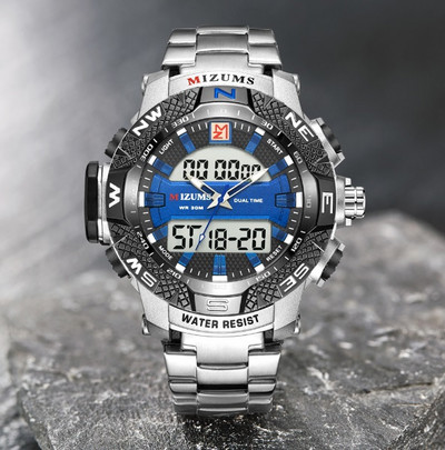 Zlatni sat Muški LED digitalni sportski satovi Muški Vodootporni remen od nehrđajućeg čelika Luksuzna marka Mizums Muški kvarcni ručni sat XFCS