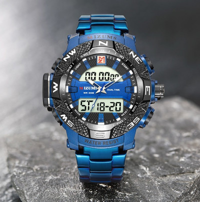 Zlatni sat Muški LED digitalni sportski satovi Muški Vodootporni remen od nehrđajućeg čelika Luksuzna marka Mizums Muški kvarcni ručni sat XFCS