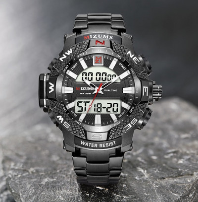 Zlatni sat Muški LED digitalni sportski satovi Muški Vodootporni remen od nehrđajućeg čelika Luksuzna marka Mizums Muški kvarcni ručni sat XFCS
