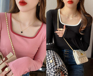 Naujo modelio moteriška rudeninė palaidinė kvadratine iškirpte