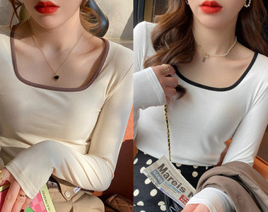 Naujo modelio moteriška rudeninė palaidinė kvadratine iškirpte