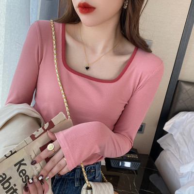 Naujo modelio moteriška rudeninė palaidinė kvadratine iškirpte