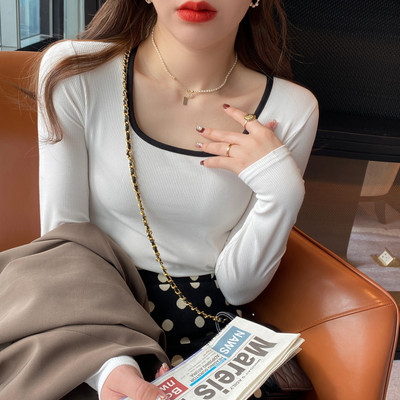 Naujo modelio moteriška rudeninė palaidinė kvadratine iškirpte