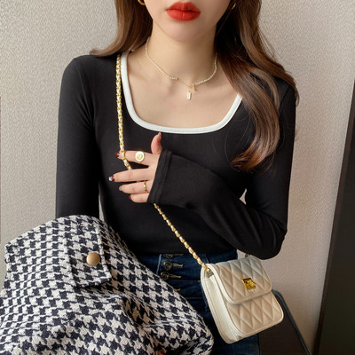 Naujo modelio moteriška rudeninė palaidinė kvadratine iškirpte