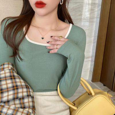 Naujo modelio moteriška rudeninė palaidinė kvadratine iškirpte