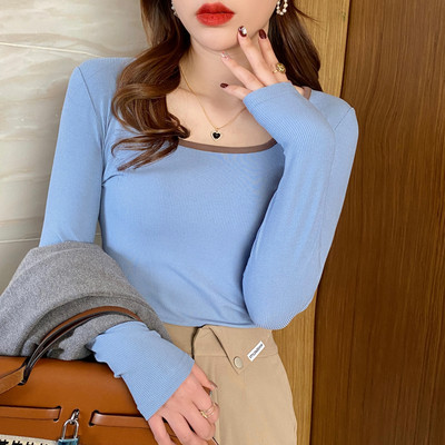 Naujo modelio moteriška rudeninė palaidinė kvadratine iškirpte