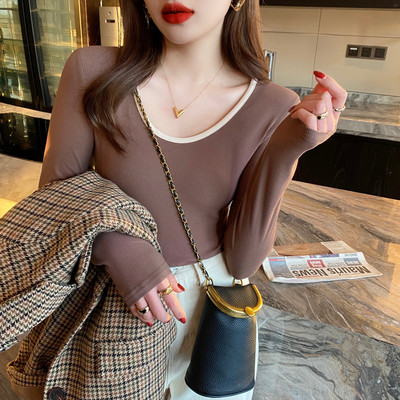 Naujo modelio moteriška rudeninė palaidinė kvadratine iškirpte