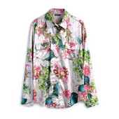 CHICLADY vintažinio dizainerio stiliaus gėlėmis marginta tropinė gėlėta palaidinė moteriška elegantiška moteriška pavasario vasaros marškinėliai, laisvalaikio satino viršūnės za