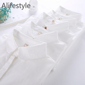 Női ingek blúzok, 2020 új őszi tavaszi tiszta fehér női ing, hosszú ujjú női felsők alkalmi pamutblúz