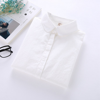 Női ingek blúzok, 2020 új őszi tavaszi tiszta fehér női ing, hosszú ujjú női felsők alkalmi pamutblúz