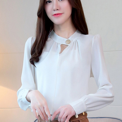 Moteriški viršutiniai drabužiai ir palaidinės ilgomis rankovėmis šifoninė palaidinė 2018 m. Nauji rudens moteriški marškiniai Moteriški viršutiniai drabužiai biure plius dydis Blusa Feminina