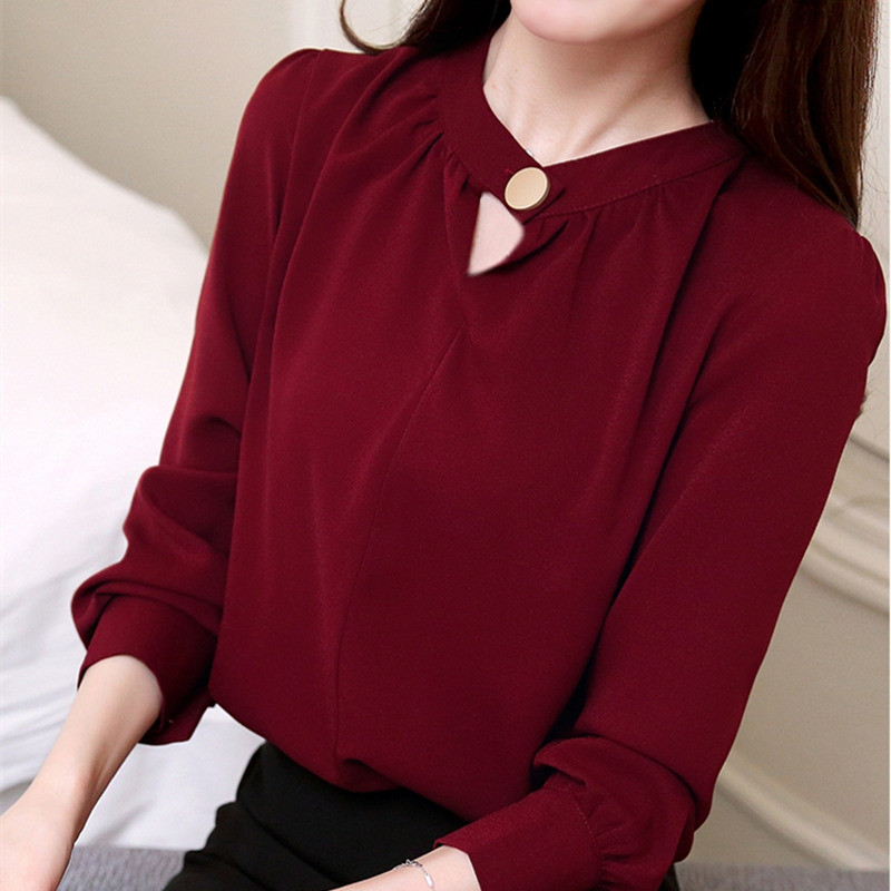Moteriški viršutiniai drabužiai ir palaidinės ilgomis rankovėmis šifoninė palaidinė 2018 m. Nauji rudens moteriški marškiniai Moteriški viršutiniai drabužiai biure plius dydis Blusa Feminina