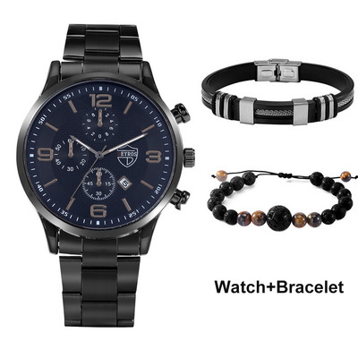 Muški satovi Vrhunski luksuzni poslovni kvarcni ručni sat za muškarce Narukvica Poklon set Vodootporni sat za muškarce Relogio Masculino