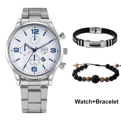 Muški satovi Vrhunski luksuzni poslovni kvarcni ručni sat za muškarce Narukvica Poklon set Vodootporni sat za muškarce Relogio Masculino