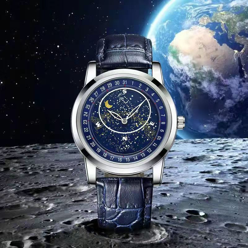 Csillagos égbolt fényes férfi karórák 2022 Kreatív számlappal Luxus karóra Férfi kvarc karórák Rozsdamentes acél karórák relogio