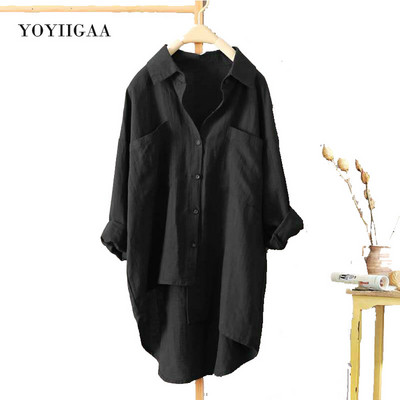 Pamut női blúz ing Boyfriend Style Női blúzok és felsők Hosszú ujjú Oversize női ing Alkalmi felsők Női ingek