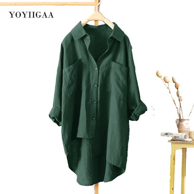 Pamut női blúz ing Boyfriend Style Női blúzok és felsők Hosszú ujjú Oversize női ing Alkalmi felsők Női ingek