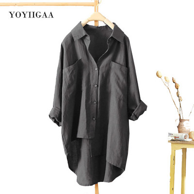 Pamut női blúz ing Boyfriend Style Női blúzok és felsők Hosszú ujjú Oversize női ing Alkalmi felsők Női ingek