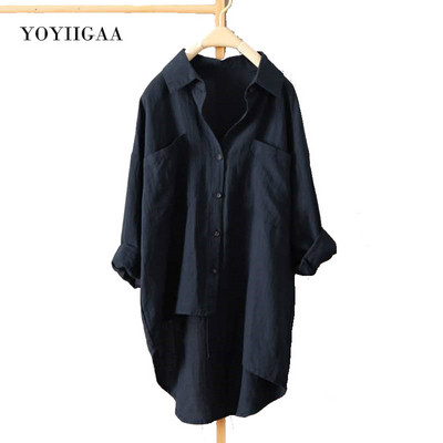 Pamut női blúz ing Boyfriend Style Női blúzok és felsők Hosszú ujjú Oversize női ing Alkalmi felsők Női ingek