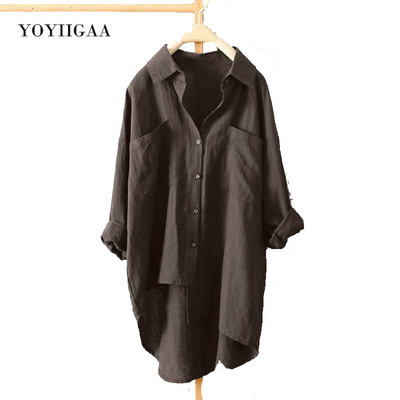 Pamut női blúz ing Boyfriend Style Női blúzok és felsők Hosszú ujjú Oversize női ing Alkalmi felsők Női ingek