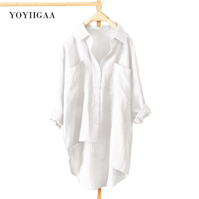 Pamut női blúz ing Boyfriend Style Női blúzok és felsők Hosszú ujjú Oversize női ing Alkalmi felsők Női ingek