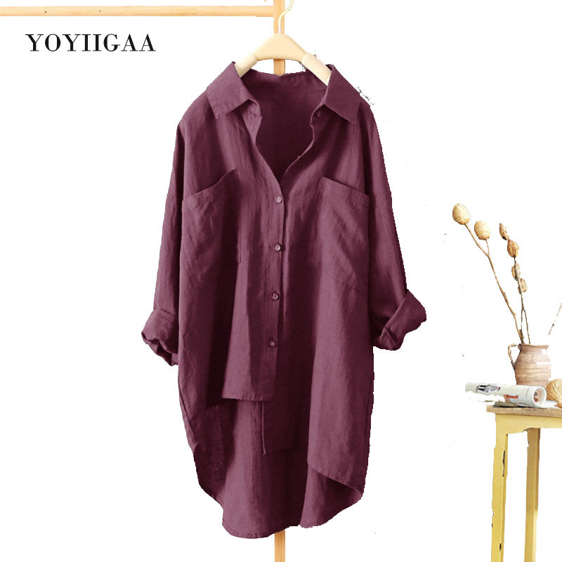 Pamut női blúz ing Boyfriend Style Női blúzok és felsők Hosszú ujjú Oversize női ing Alkalmi felsők Női ingek