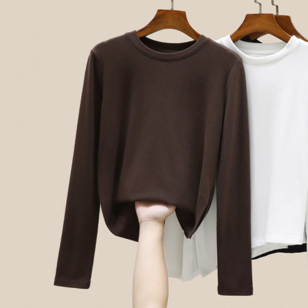 Асиметричен модел дамска блуза с дълъг ръкав